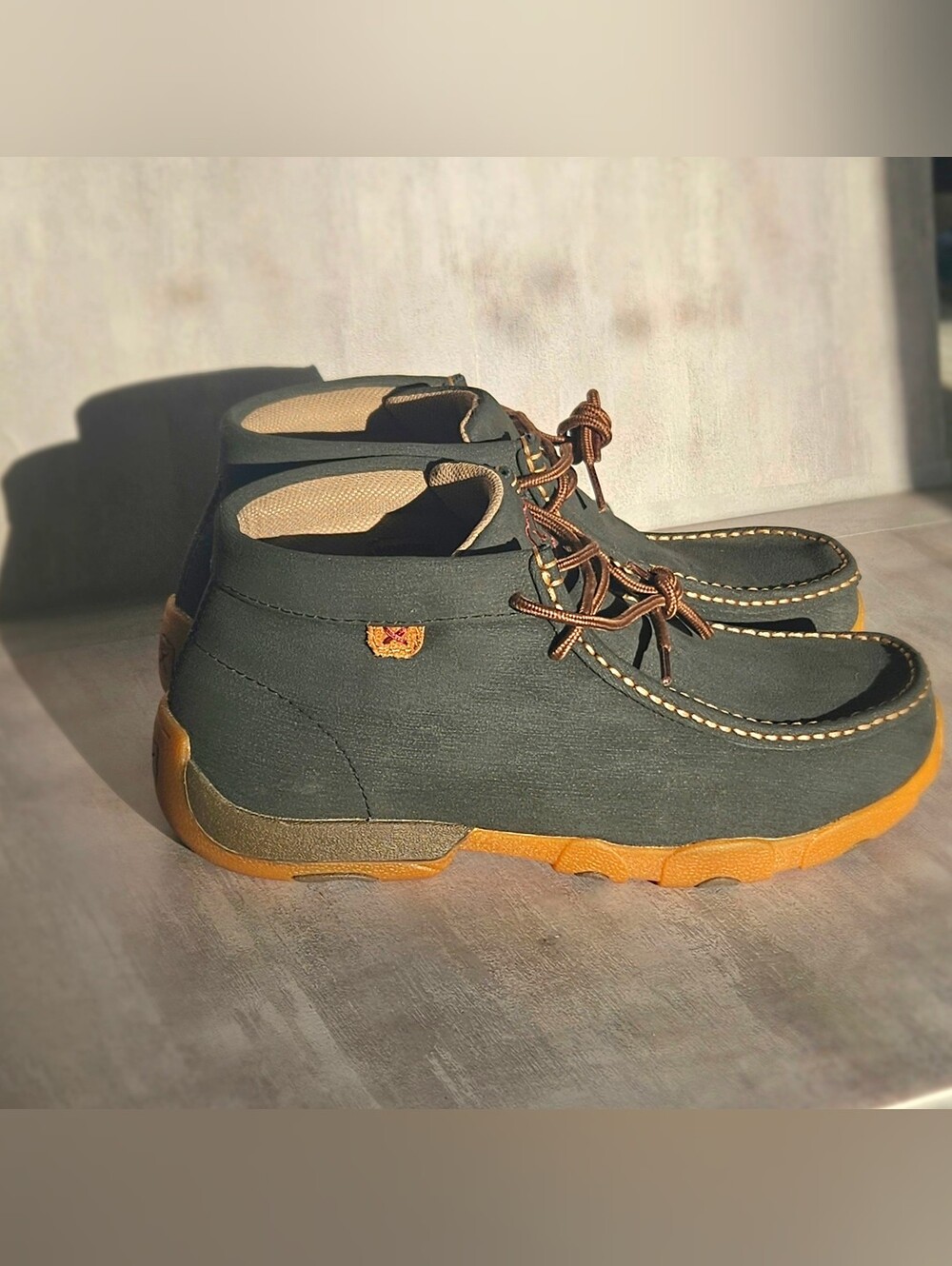 Twisted X Men’s Driving Mocs Leather Ankle Boots Charcoal Grey - 10 Wide - Picture 2 of 16